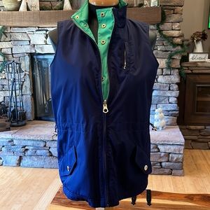 Ralph Lauren Reversible Green & Navy Zip-Up Button-Up Vest, Sz.S